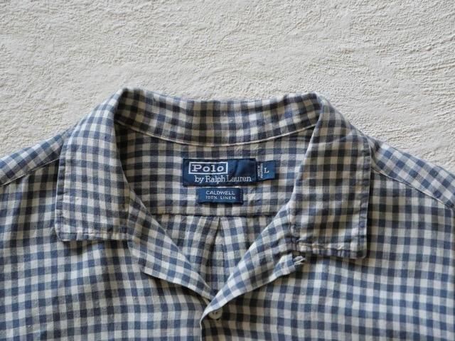1990's RalphLauren "CALDWELL" 
Linen Gingham Check Shirt