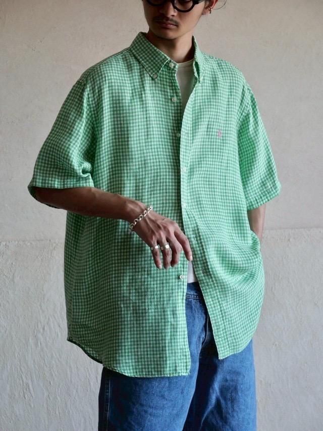 1990's Ralph Lauren Gingham Check S/S Linen Shirt "Classic Fit"&#128154;