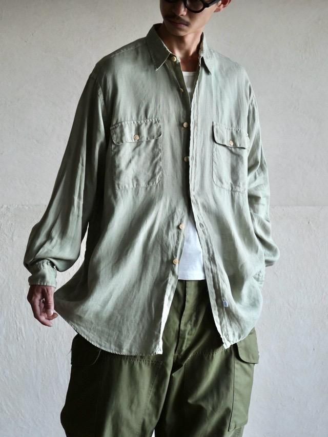 1990's RalphLauren Linen 2pockets Shirt Light Green