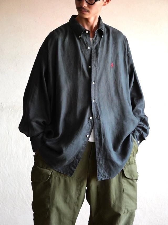 90's RalphLauren "BLAKE" Black Linen Shirt