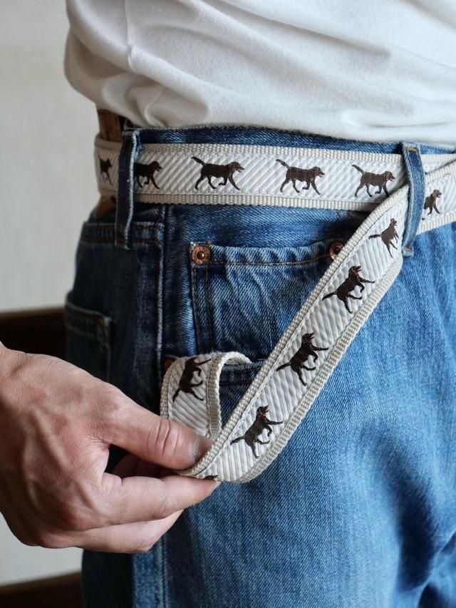 00's L.L.Bean Polyester Long Belt "Dog"