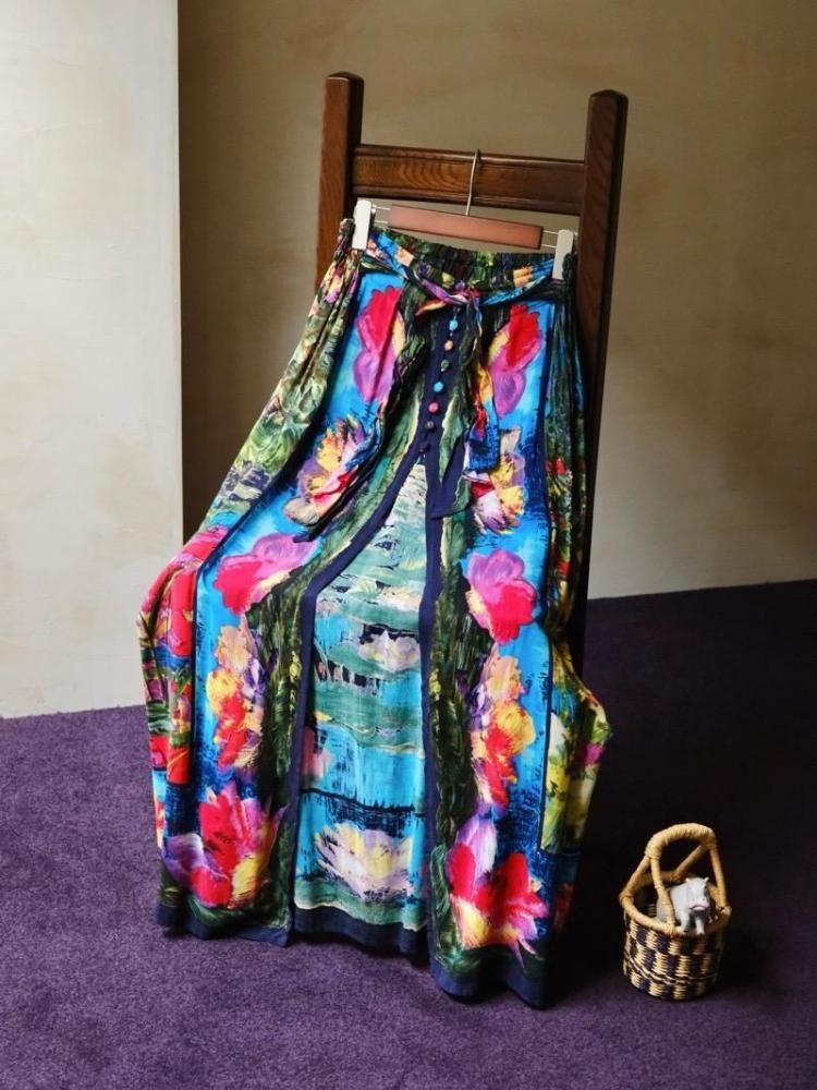 1980's Vintage Printed Viscose Skirt, from Israel&#127470;&#127473;