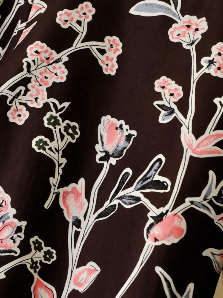 MARNI Flower Printed Cotton&Silk Blouse "BrownPink" Made in Italy.