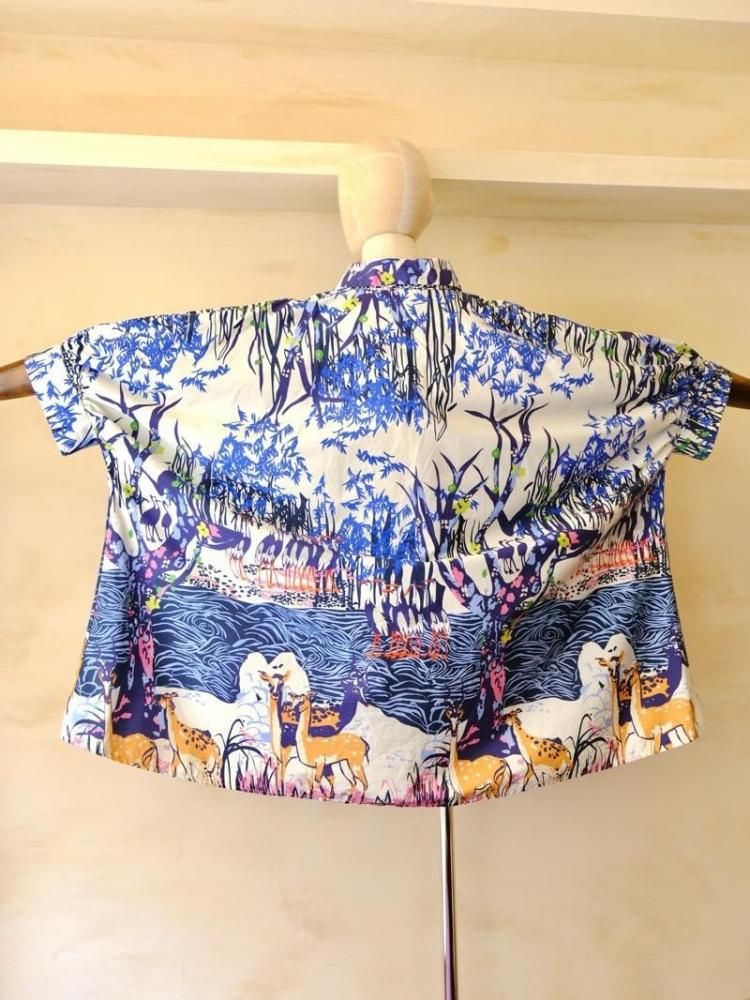 Italian Anonymous Printed Cotton Big-size Blouse