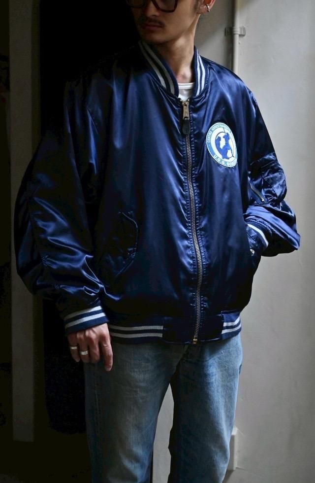1980's Nylon Light Satin MA-1type Award Jacket