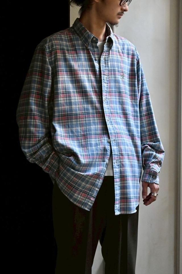 1990's RalphLauren Cotton Check  Shirt LightBlue Pink