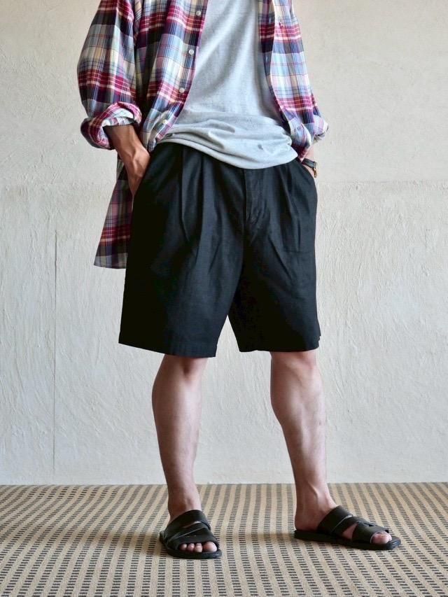 1990~00's COVINGTON Black 2tucks Trouser-Shorts