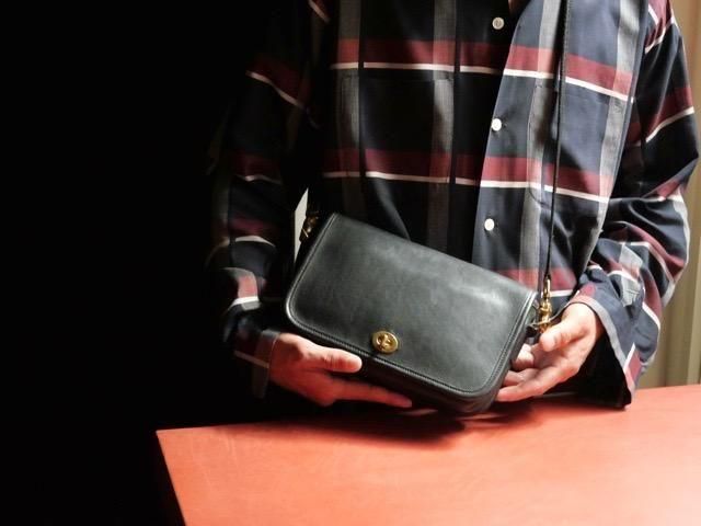 Old COACH "Small" Leather Shoulder Bag, BLACK