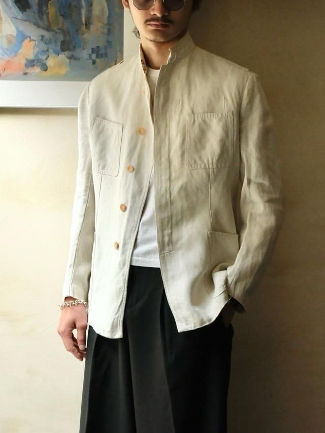 &#12316;1930's Italian Military Vintage 
COLONIAL Linen Canvas Jacket, IVORY