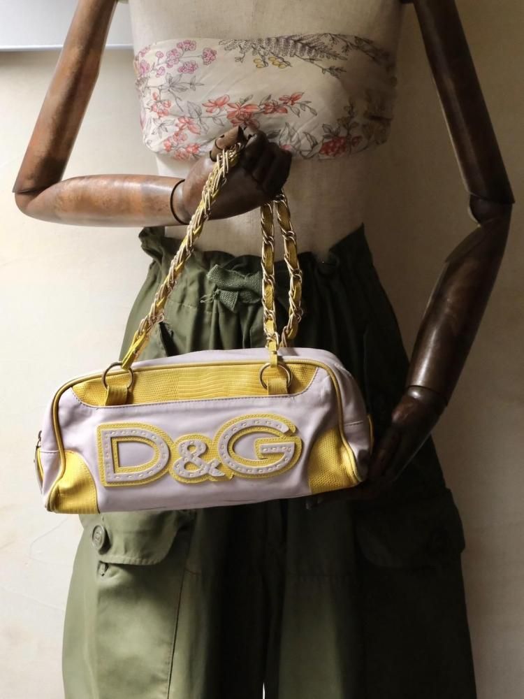 00's Dolce&Gabbana Pink&Yellow Leather Bag