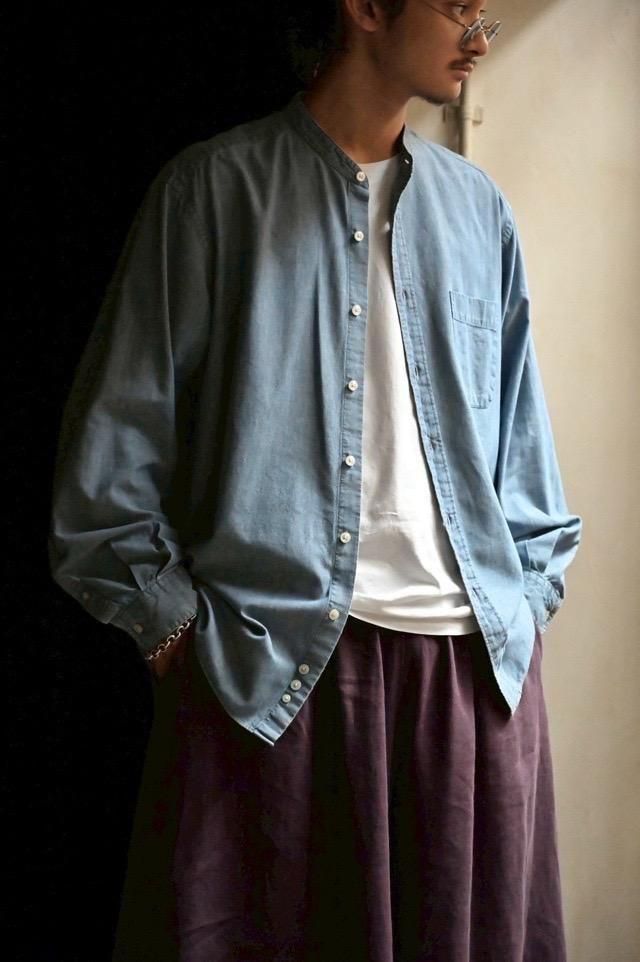 00s Eddie Bauer Chambray Band Collar Shirt