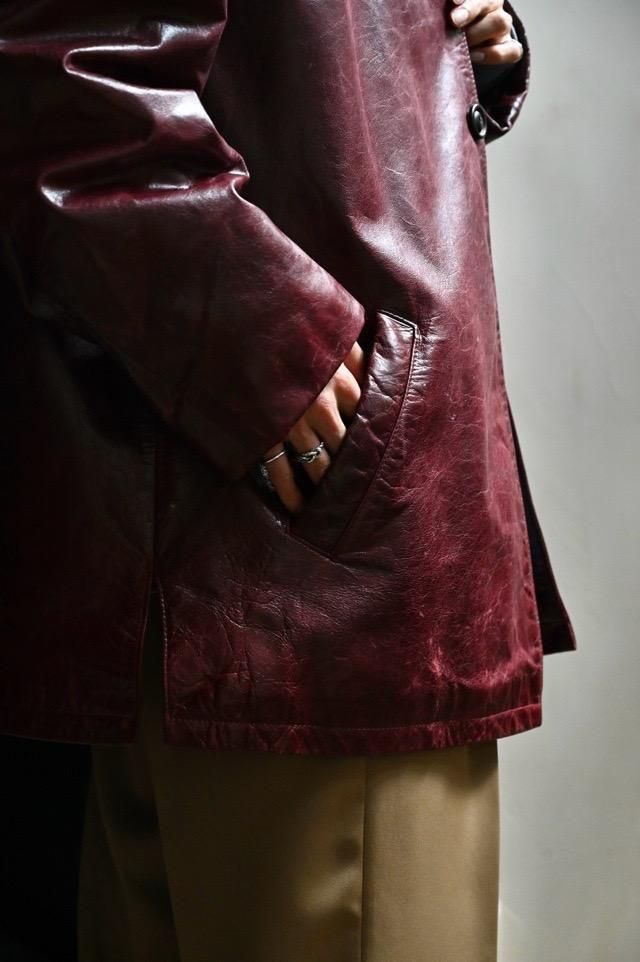 1950・60年代ミラノ製 ゴートスキン Leather Car Coat J1001 Single Breasted Car Coat シングルブレストカーコート