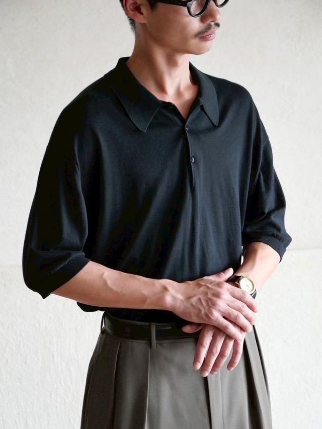 1990's JohnSmedley Sea Island Cotton Knit Polo shirt, Made in England.