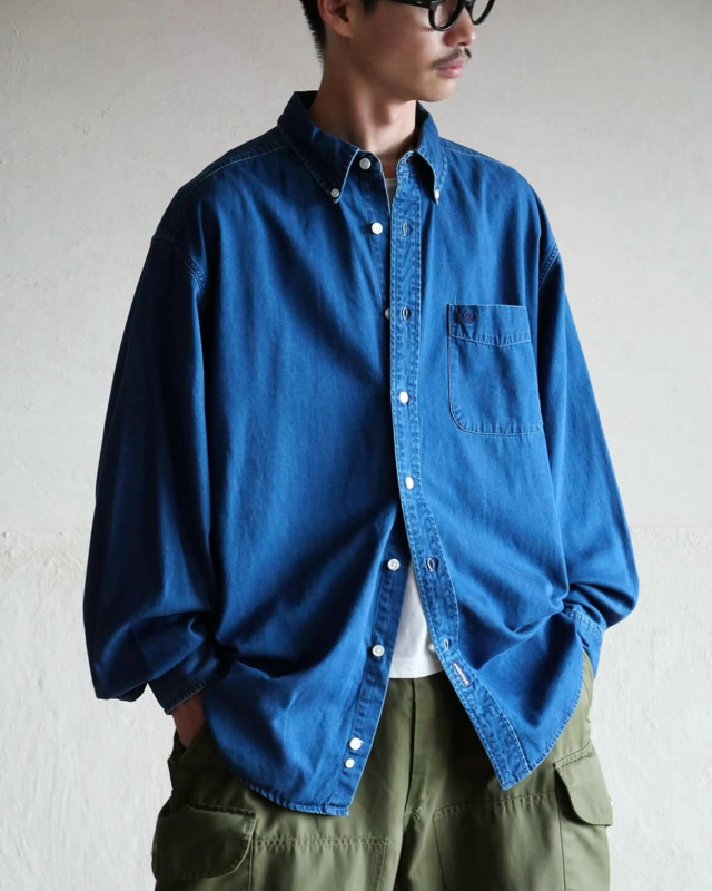 00's DOCKERS Light Ounce Denim B.D.Shirt