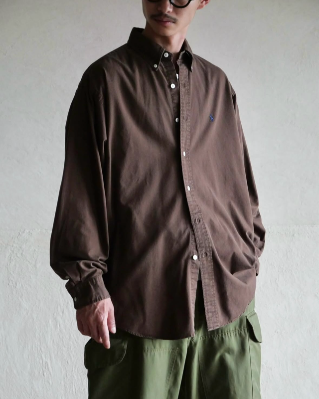1990's RalphLauren Brown Cotton Twill  Shirt