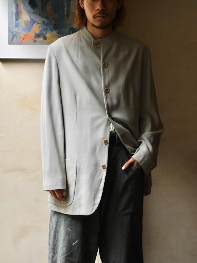 1990's EMPORIO ARMANI Stand-Collar Soft JKT,  "Viscose  Wool  Nylon" / Made in Italy.