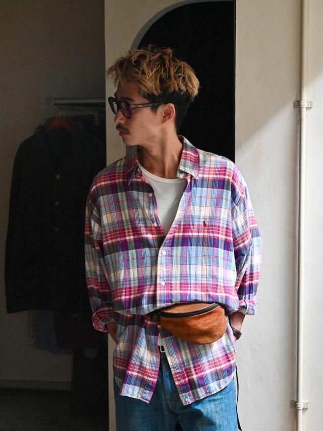 1990's RalphLauren Madras Check L/S Shirt ,Pink