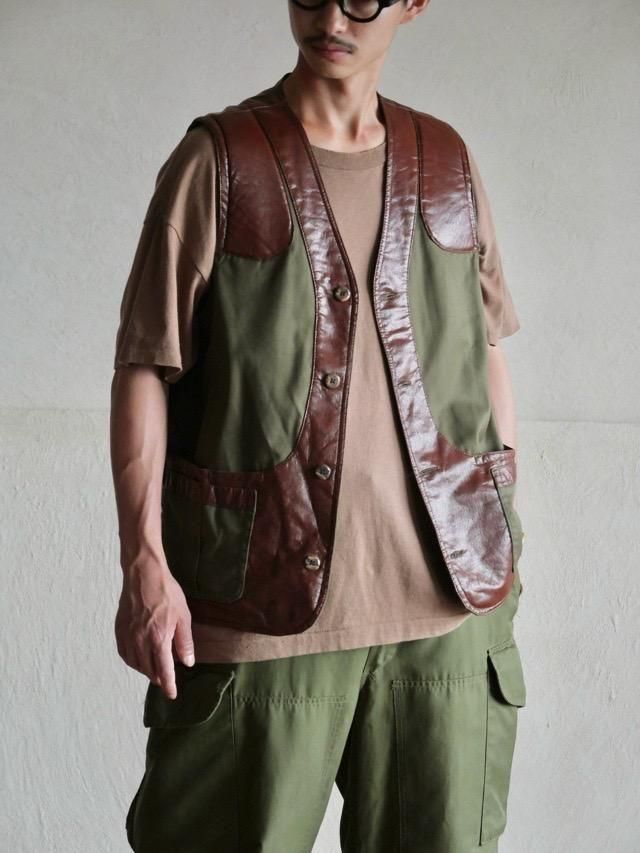 1970&#12316;80's Cotton & leather hunting Vest