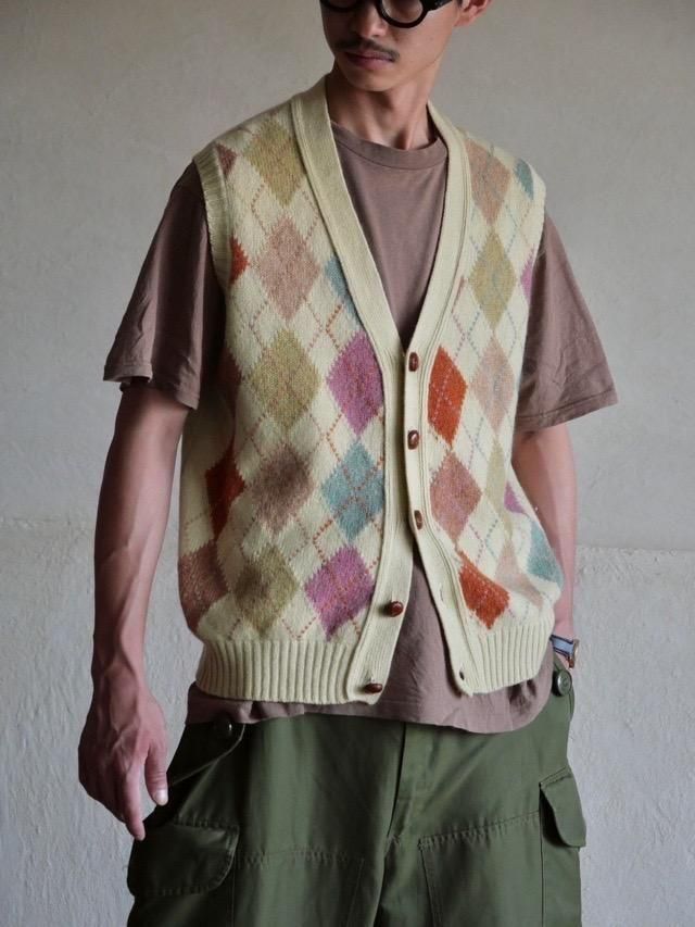 1980~90's Henry Cottons Argyle Knit Vest