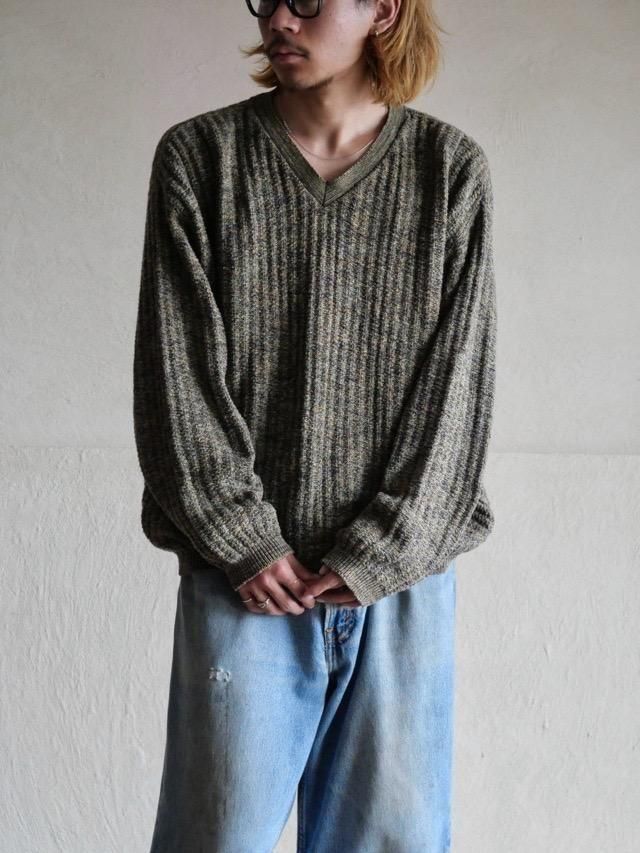 1990s Vintage Heather Color Cotton KnitHeather Olive