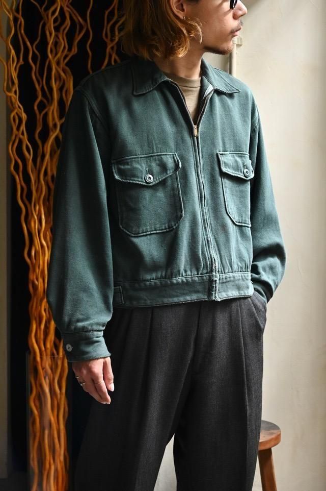 1950~60's Vintage Whipcord Work Blouson "Green" Created by Workwear Outfitters LLC.