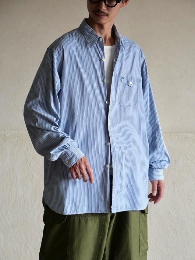 1990's RalphLauren Cotton Broad Stripe Shirt size L 
