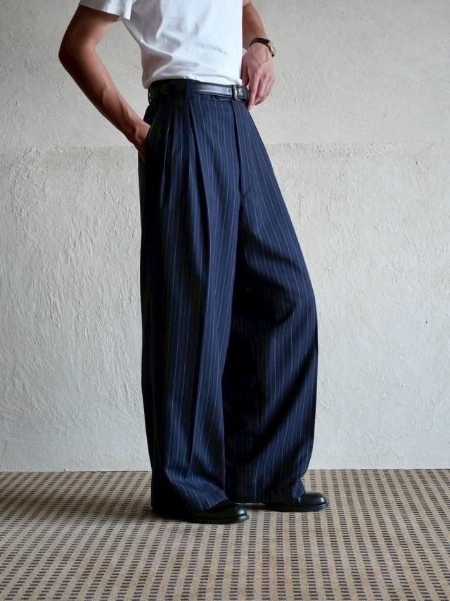 Wide Straight Pinstripe Slacks
