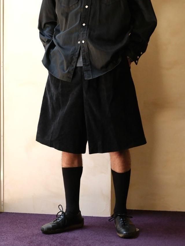 1990's Wide-Wale Corduroy Shorts BLACK, Made in Poland.ڿ󥰥
