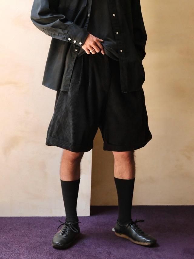 1990's Wide-Wale Corduroy Shorts BLACK, Made in CostaRica.ڿ֥