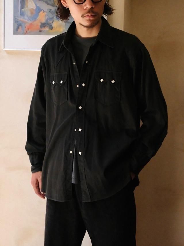 1950~60's USA Vintage Old Kentucky, 
BLACK Cotton-Stain Western Shirt
