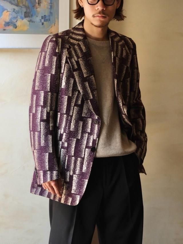 1970's Italian Vintage Wool&Poly? Jacquard Jacket