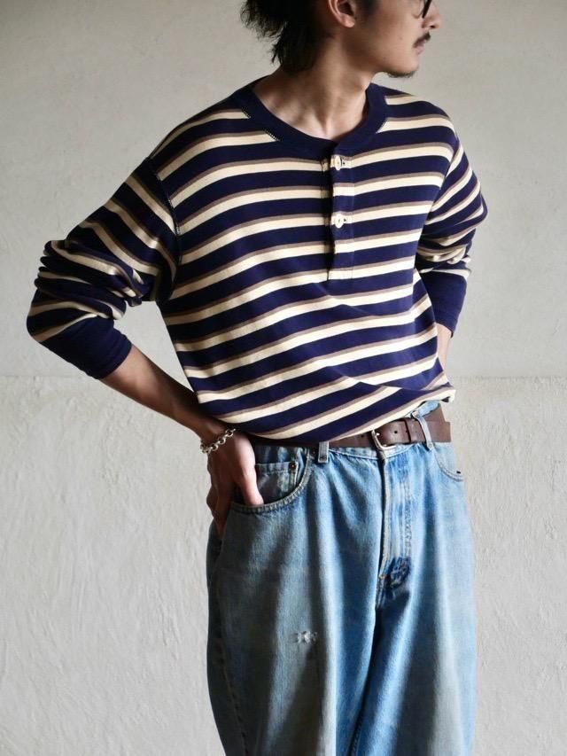 1990's Polo by Ralph Lauren 
Henley Neck Border Thermal Tee