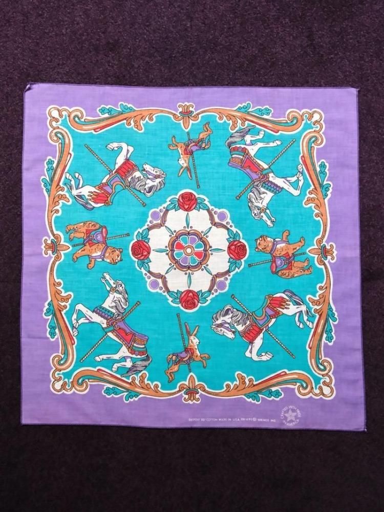 1980's USA Vintage Bandanna "merry-go-round"&#127904;