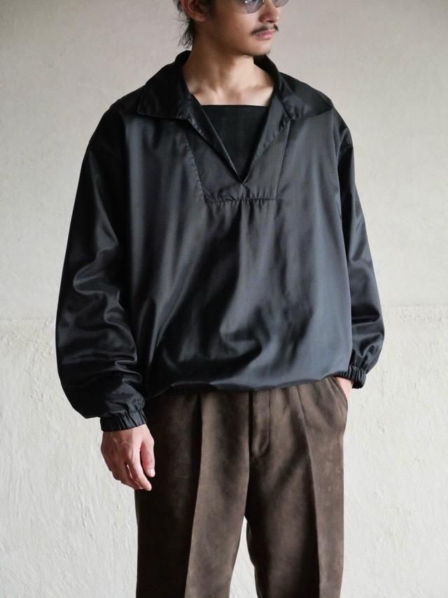 1990~00's Black Polyester Design Smock
