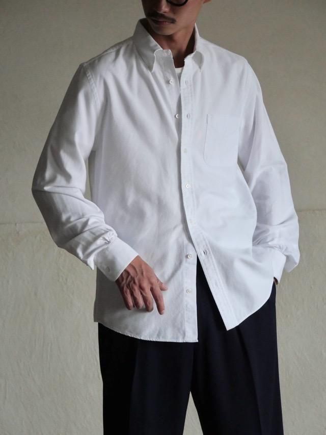 1990&#12316;00's Brooks Brothers Oxford Polo-collar White Shirt, Made in USA.SLIM FIT