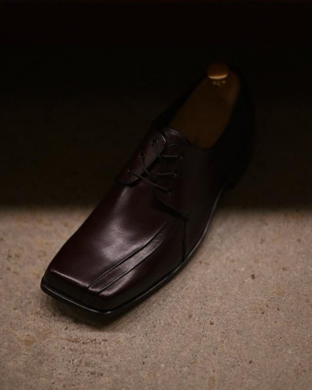 Layered Design Square Toe Leather Shoes