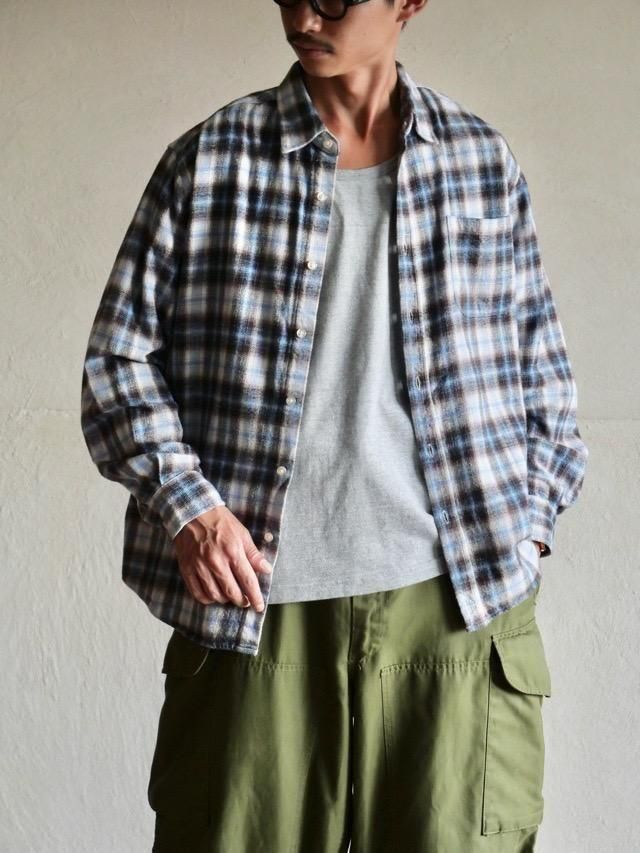 00's CAMP DAVID  Cotton Flannel Gradation Check Shirt