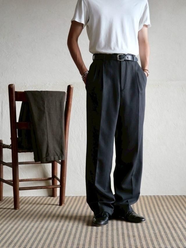 1980s Vintage Soft Wool Twill Trousers, Charcoal