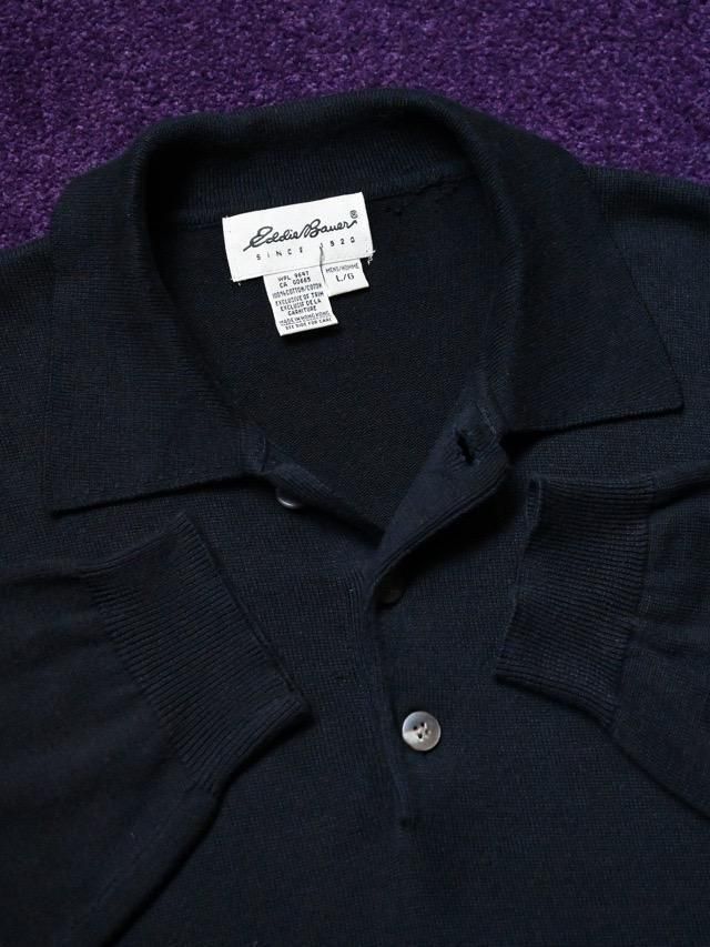 00's EddieBauer Black Knit Polo Shirt