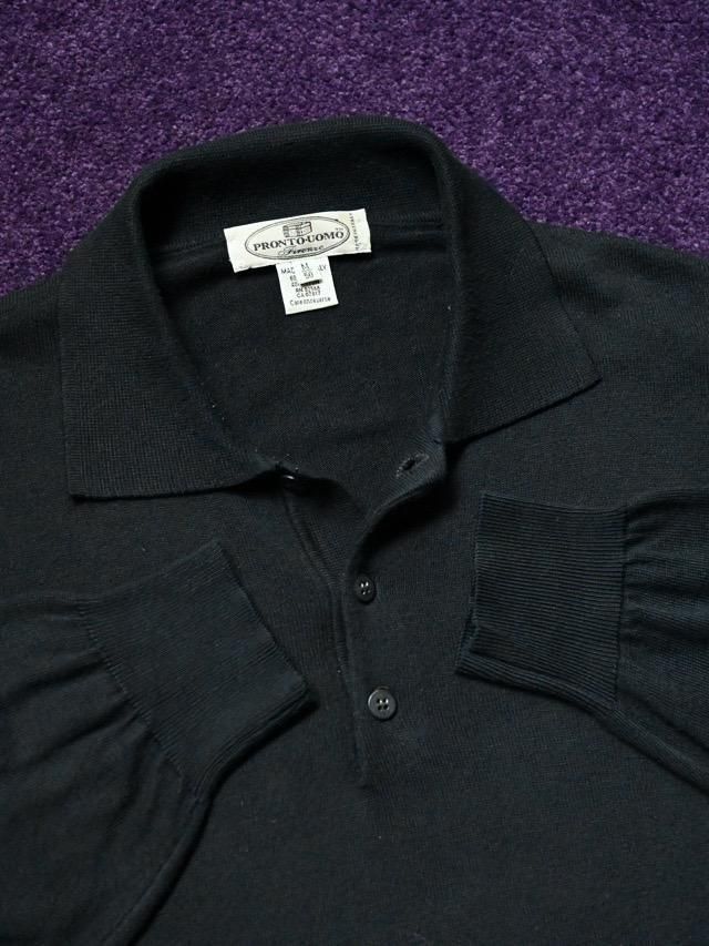 1990's PRONTO-UOMO Black Knit Polo Shirt