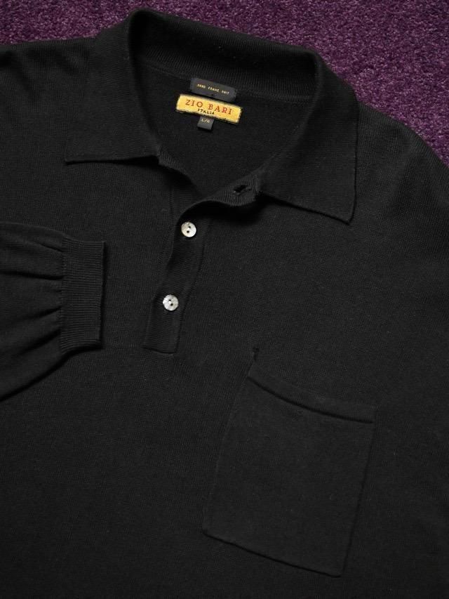 1990~00's ZIO BARI Black Knit Polo Shirt
