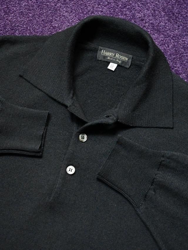 1990's HARRY ROSEN Black Knit Polo Shirt
