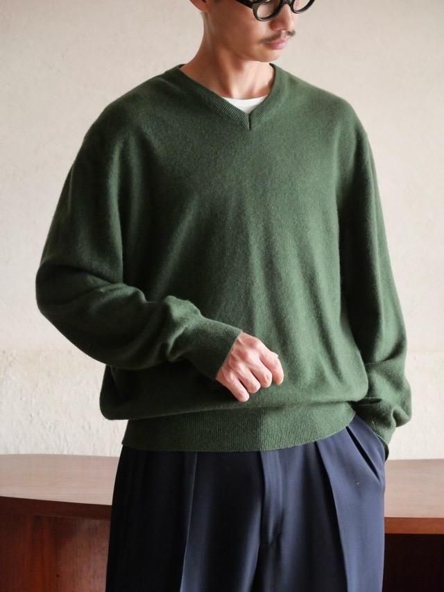 1990~00s HATHAWAY PLATINUM 100%Cashmere V-neck Knit