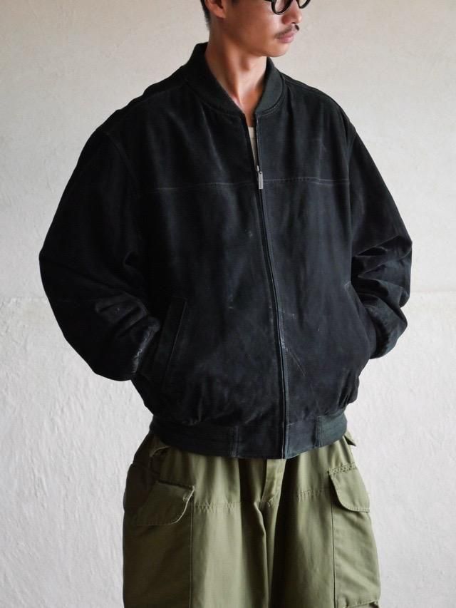 1990s Vintage Pig Suede Zip-up Blouson, Black
