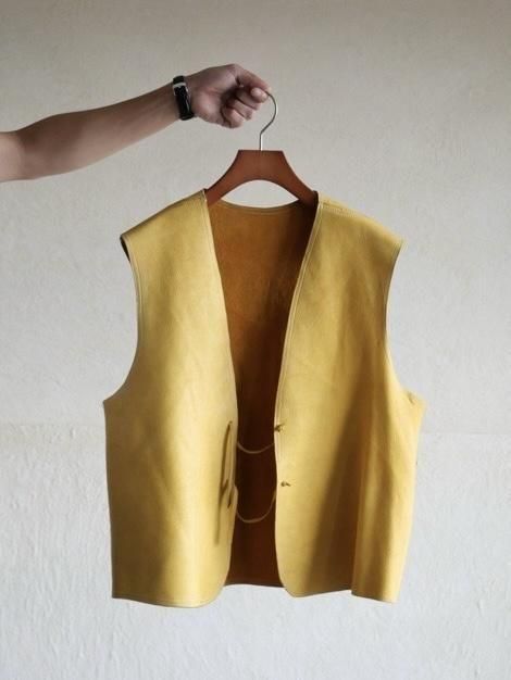 Smooth/Nubuck Leather Vest "Yellow"