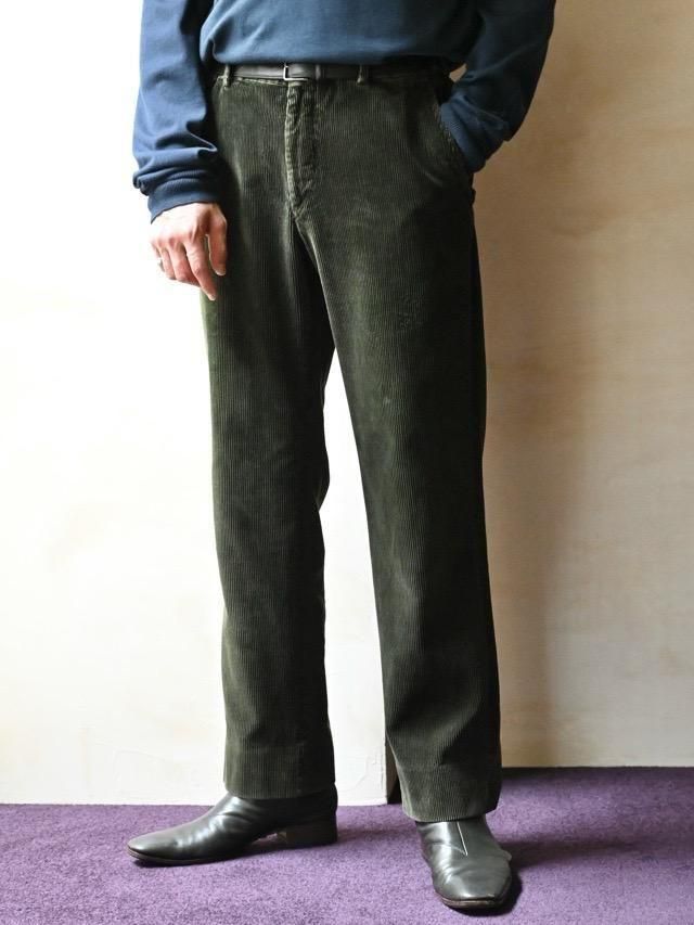 1990's Ralph Lauren Color Corduroy Pants, Dark Green / Made in Italy