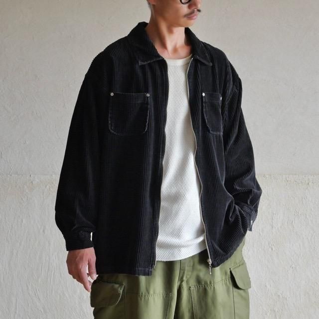 1990s~00s "DENIM&Co." Black Corduroy Zip-up Shirt Jacket