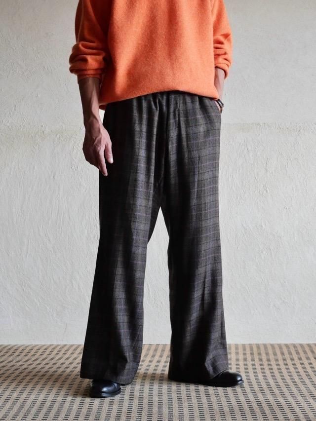 1990's Yves Saint Laurent WoolCashmere
Wide Leg Soft Trousers "Brown/Pastel Check"