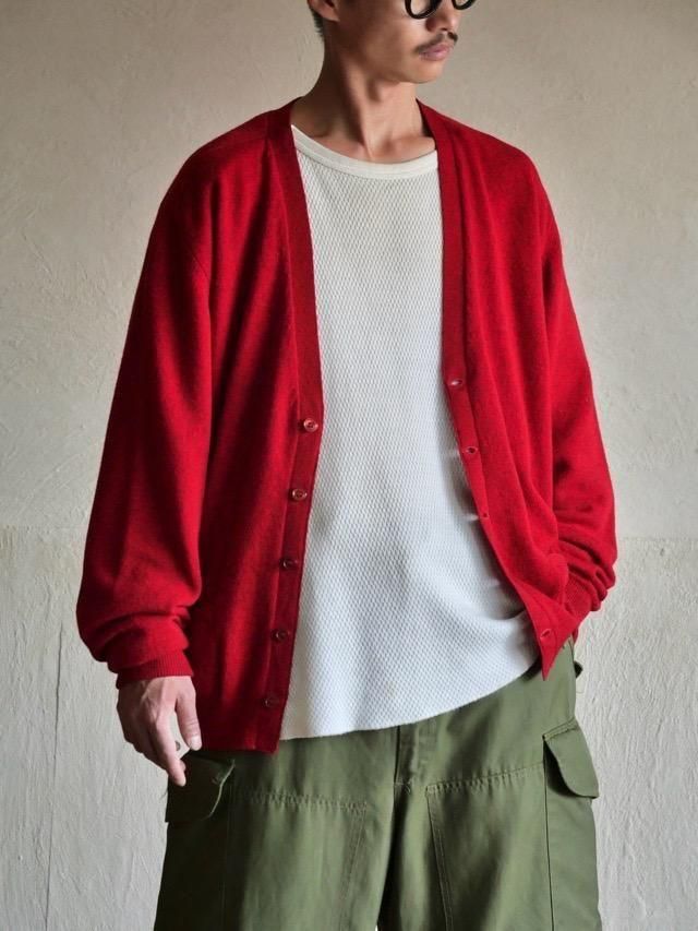 1970's Vintage BRAEMAR Wool Knit Cardigan,Red / Made in Scotland