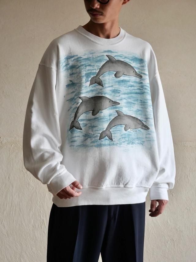 1990s Peaceful Painted Sweater, Made in USA / Dolphins